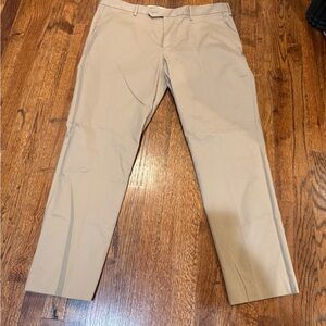 J.Crew Bowery Chino Dress Pants Mens 38x32 khaki Stretch Flat Front Unlined